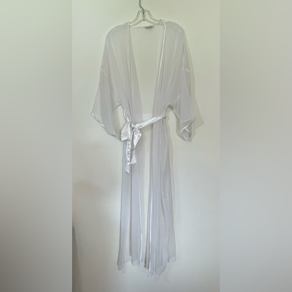linda bis Other - Linda Bis vintage Elegant White Sheer Robe satin wedding sexy bachelorette party